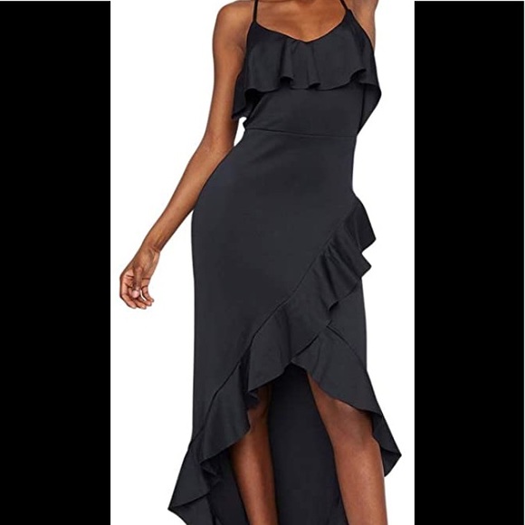 Scuba Asymmetrical Ruffle Hem High-Low Dress - Picture 3 of 3